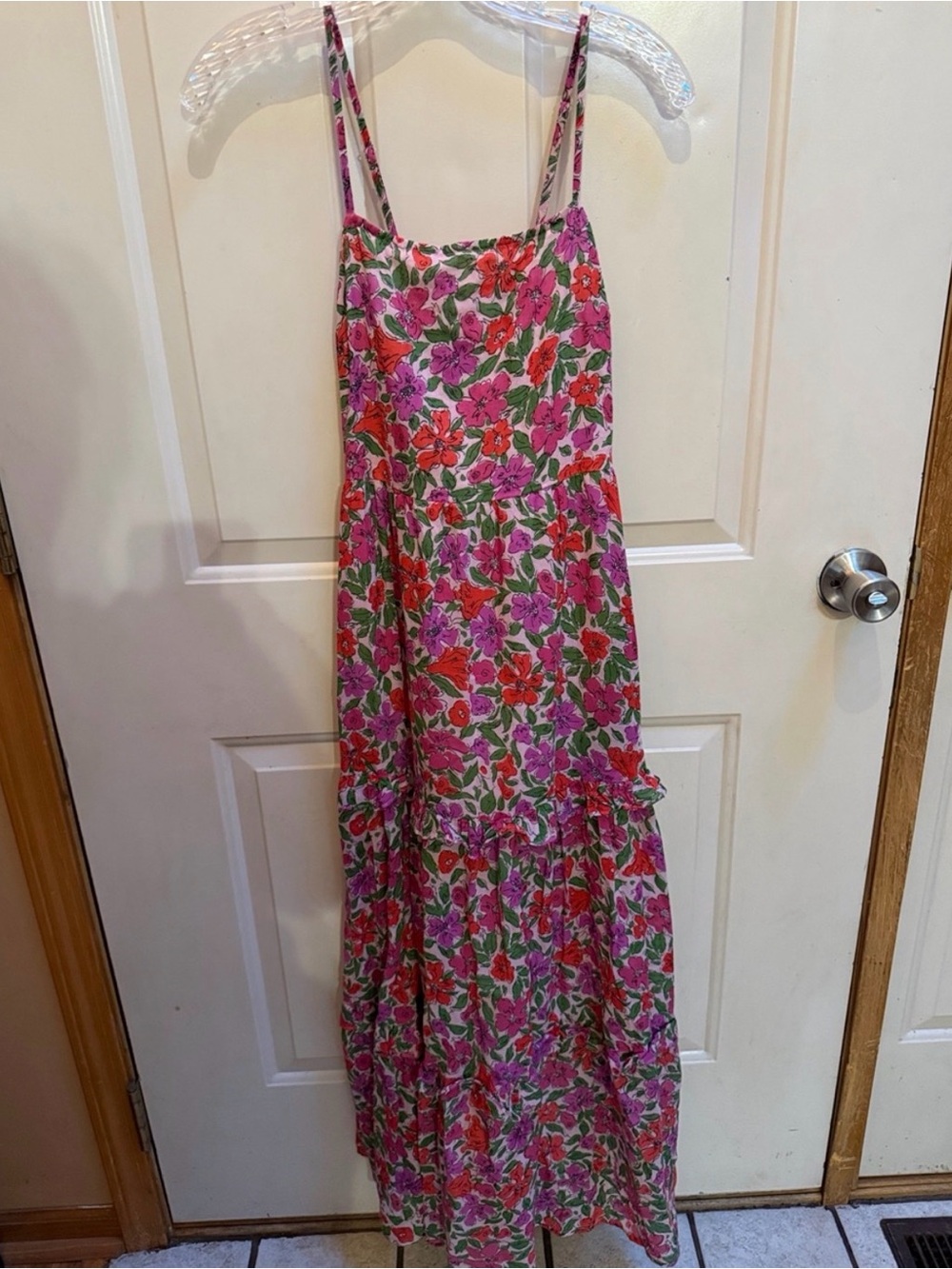 Banjanan Pink and Red Floral Spaghetti-Strap Maxi Dress